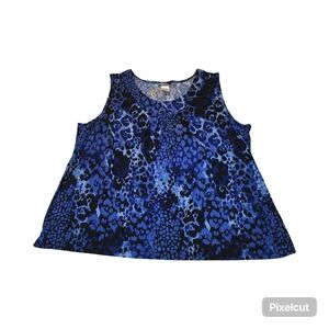 Just My Size Blue & Black Animal Print Sleeveless Blouse